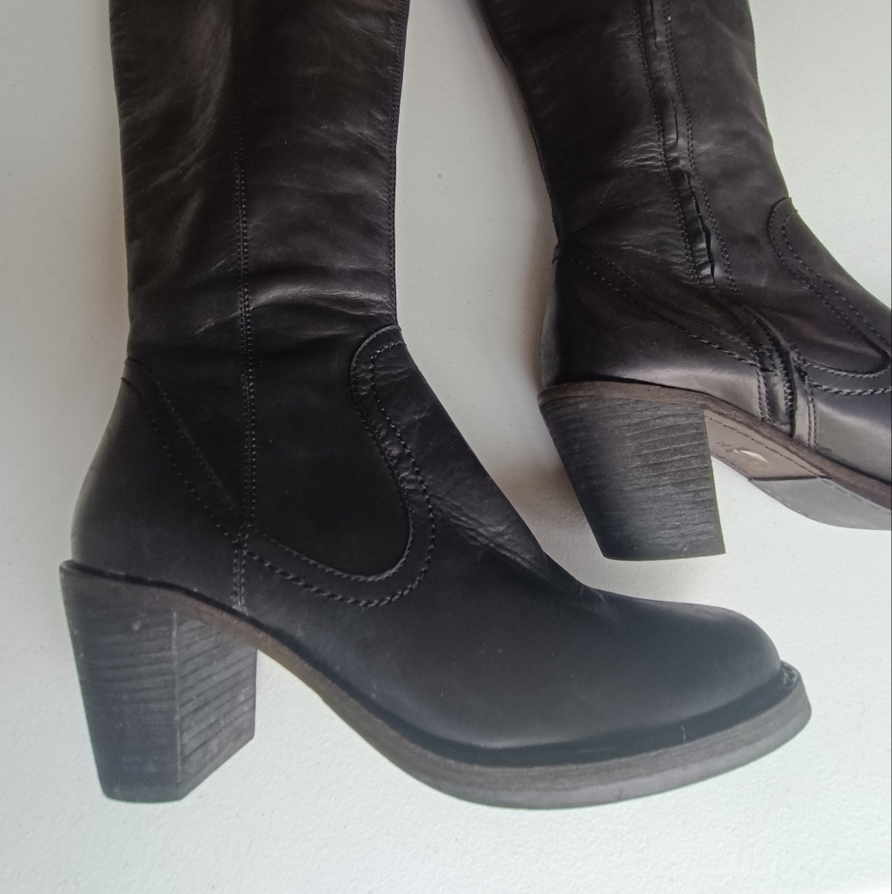 Modern Vintage Black Over the Knee Boots - Picture 3 of 15